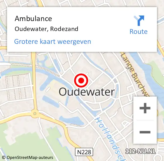 Locatie op kaart van de 112 melding: Ambulance Oudewater, Rodezand op 7 juni 2018 11:20