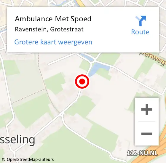 Locatie op kaart van de 112 melding: Ambulance Met Spoed Naar Ravenstein, Grotestraat op 7 juni 2018 11:41