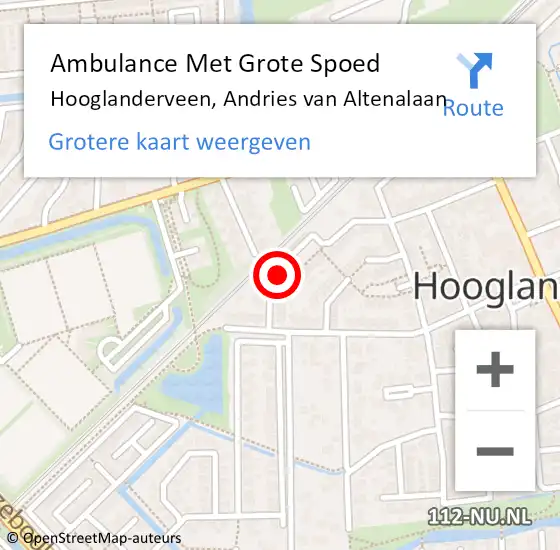 Locatie op kaart van de 112 melding: Ambulance Met Grote Spoed Naar Hooglanderveen, Andries van Altenalaan op 27 februari 2014 02:28
