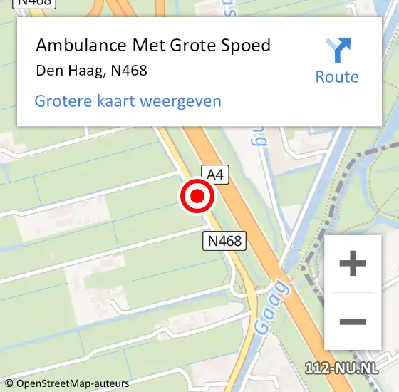 Locatie op kaart van de 112 melding: Ambulance Met Grote Spoed Naar Den Haag, N468 op 7 juni 2018 12:04