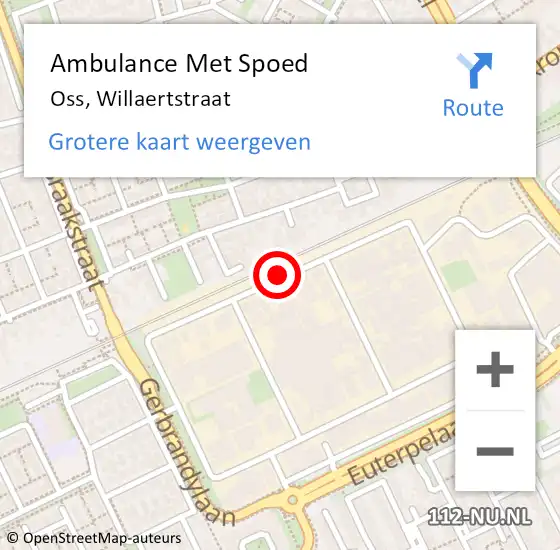 Locatie op kaart van de 112 melding: Ambulance Met Spoed Naar Oss, Willaertstraat op 7 juni 2018 12:10