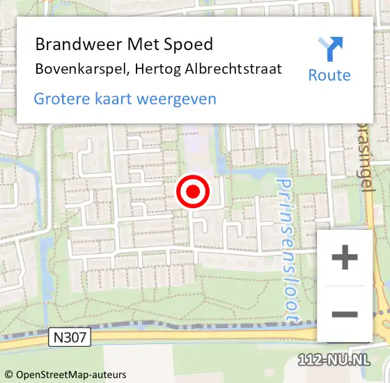 Locatie op kaart van de 112 melding: Brandweer Met Spoed Naar Bovenkarspel, Hertog Albrechtstraat op 7 juni 2018 12:15