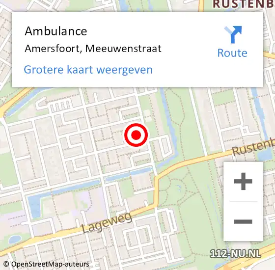 Locatie op kaart van de 112 melding: Ambulance Amersfoort, Meeuwenstraat op 7 juni 2018 12:38