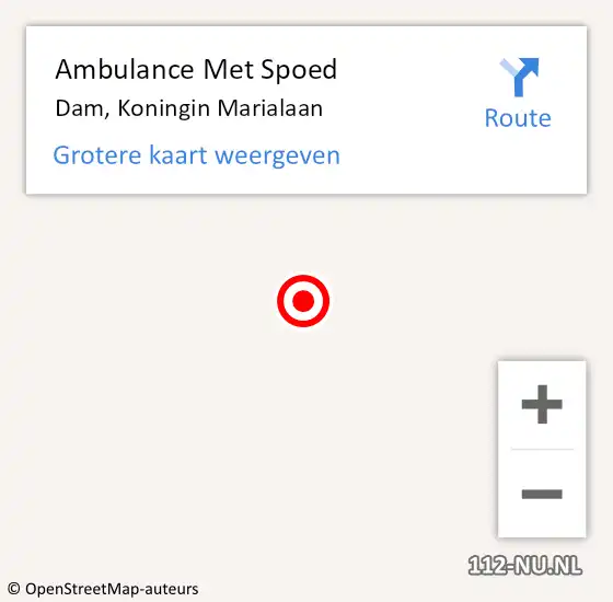 Locatie op kaart van de 112 melding: Ambulance Met Spoed Naar Dam, Koningin Marialaan op 7 juni 2018 12:48