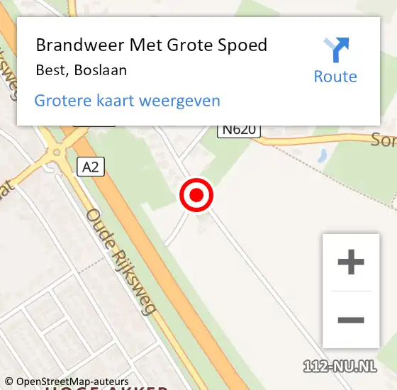 Locatie op kaart van de 112 melding: Brandweer Met Grote Spoed Naar Best, Boslaan op 7 juni 2018 12:55