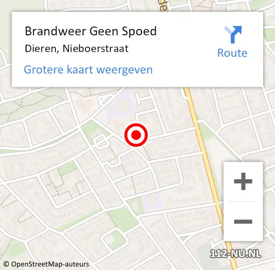 Locatie op kaart van de 112 melding: Brandweer Geen Spoed Naar Dieren, Nieboerstraat op 7 juni 2018 13:05