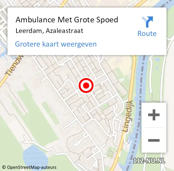 Locatie op kaart van de 112 melding: Ambulance Met Grote Spoed Naar Leerdam, Azaleastraat op 7 juni 2018 13:06