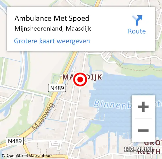 Locatie op kaart van de 112 melding: Ambulance Met Spoed Naar Mijnsheerenland, Maasdijk op 7 juni 2018 13:16