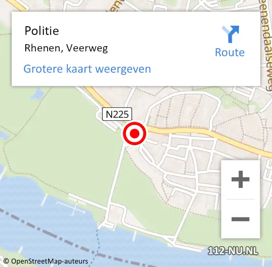 Locatie op kaart van de 112 melding: Politie Rhenen, Veerweg op 7 juni 2018 13:23