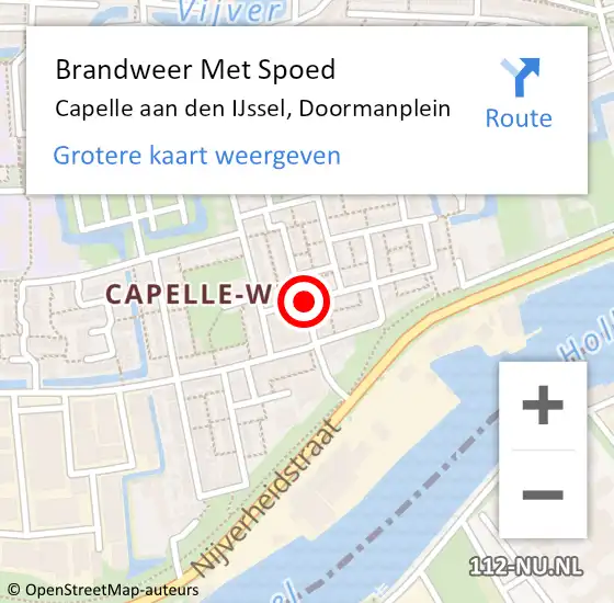 Locatie op kaart van de 112 melding: Brandweer Met Spoed Naar Capelle aan den IJssel, Doormanplein op 7 juni 2018 13:28