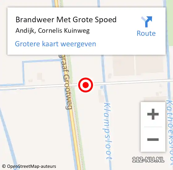 Locatie op kaart van de 112 melding: Brandweer Met Grote Spoed Naar Andijk, Cornelis Kuinweg op 7 juni 2018 13:30