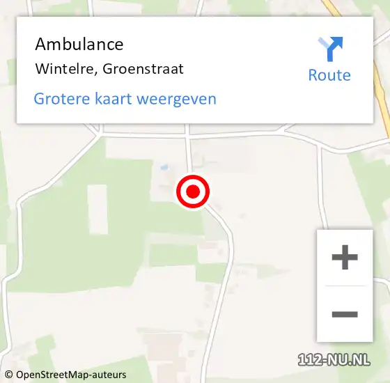Locatie op kaart van de 112 melding: Ambulance Wintelre, Groenstraat op 7 juni 2018 13:56