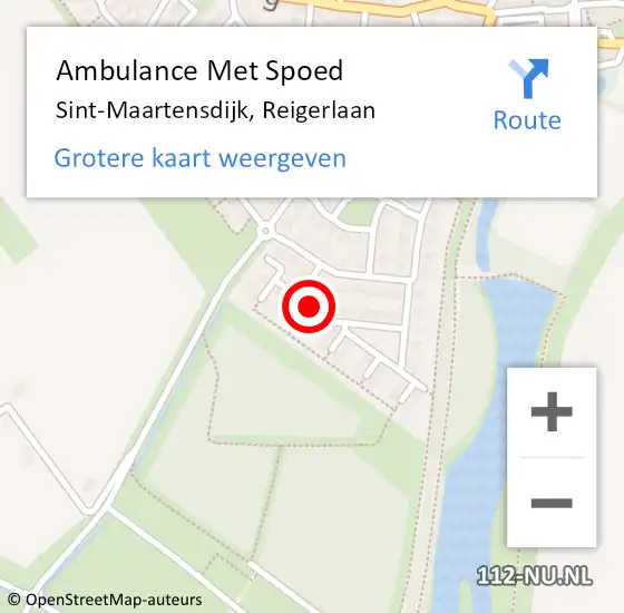Locatie op kaart van de 112 melding: Ambulance Met Spoed Naar Sint-Maartensdijk, Reigerlaan op 7 juni 2018 13:58