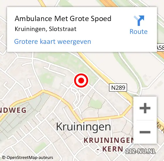 Locatie op kaart van de 112 melding: Ambulance Met Grote Spoed Naar Kruiningen, Slotstraat op 7 juni 2018 14:21