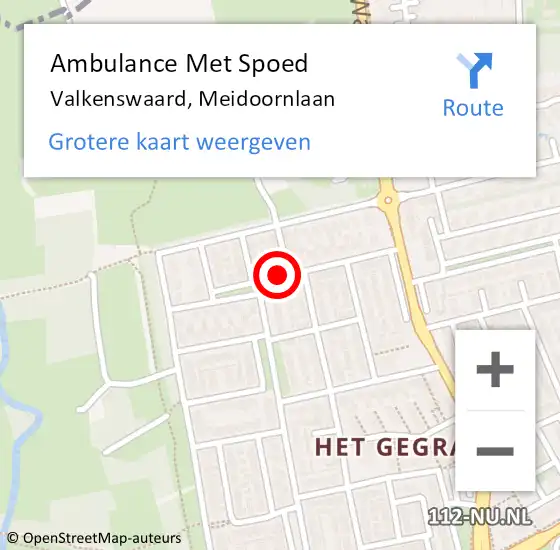 Locatie op kaart van de 112 melding: Ambulance Met Spoed Naar Valkenswaard, Meidoornlaan op 7 juni 2018 14:38