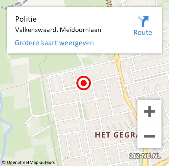 Locatie op kaart van de 112 melding: Politie Valkenswaard, Meidoornlaan op 7 juni 2018 14:48