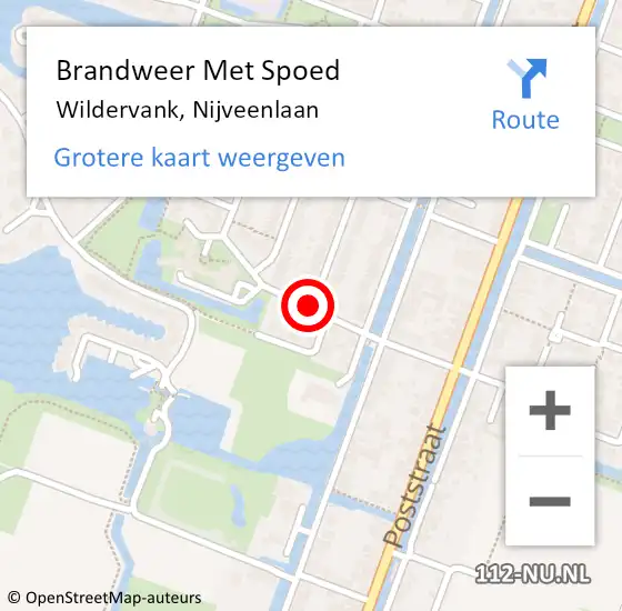 Locatie op kaart van de 112 melding: Brandweer Met Spoed Naar Wildervank, Nijveenlaan op 7 juni 2018 14:54