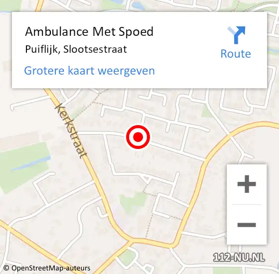 Locatie op kaart van de 112 melding: Ambulance Met Spoed Naar Puiflijk, Slootsestraat op 7 juni 2018 15:13