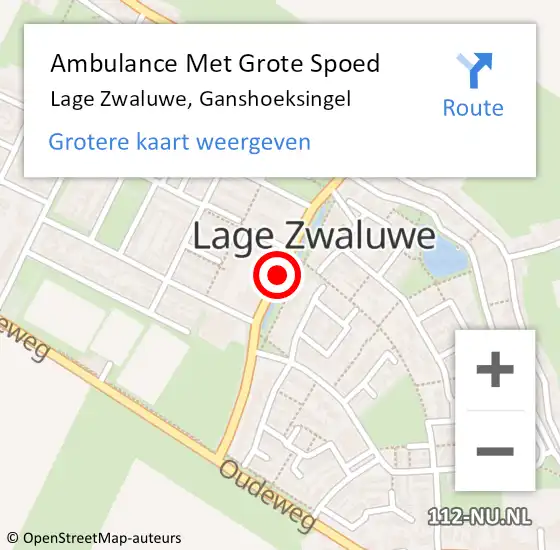 Locatie op kaart van de 112 melding: Ambulance Met Grote Spoed Naar Lage Zwaluwe, Ganshoeksingel op 7 juni 2018 15:25