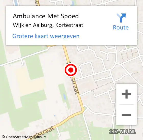 Locatie op kaart van de 112 melding: Ambulance Met Spoed Naar Wijk en Aalburg, Kortestraat op 7 juni 2018 15:43