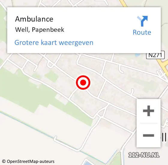 Locatie op kaart van de 112 melding: Ambulance Well, Papenbeek op 7 juni 2018 16:09