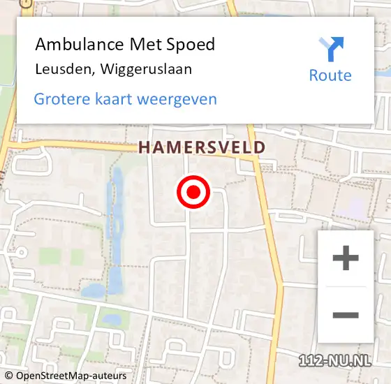 Locatie op kaart van de 112 melding: Ambulance Met Spoed Naar Leusden, Wiggeruslaan op 7 juni 2018 17:03