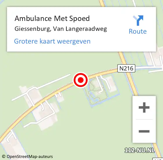 Locatie op kaart van de 112 melding: Ambulance Met Spoed Naar Giessenburg, Van Langeraadweg op 7 juni 2018 17:05