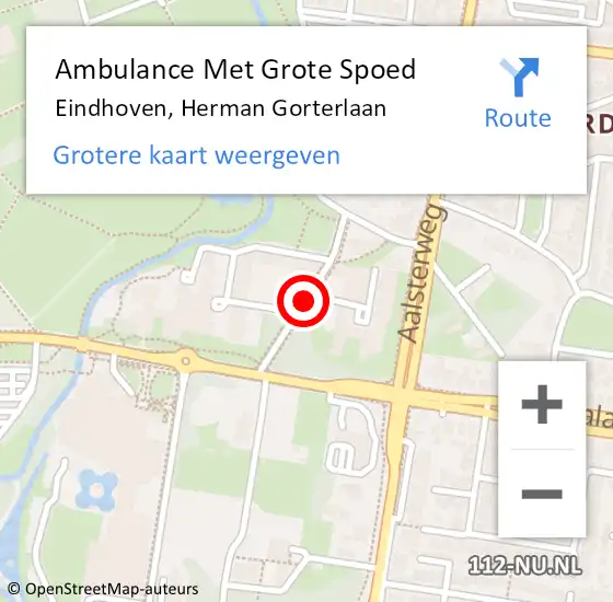 Locatie op kaart van de 112 melding: Ambulance Met Grote Spoed Naar Eindhoven, Herman Gorterlaan op 7 juni 2018 18:21