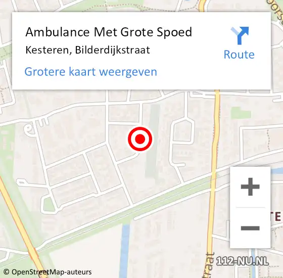 Locatie op kaart van de 112 melding: Ambulance Met Grote Spoed Naar Kesteren, Bilderdijkstraat op 7 juni 2018 18:39