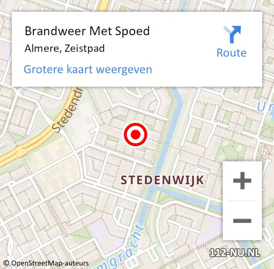 Locatie op kaart van de 112 melding: Brandweer Met Spoed Naar Almere, Zeistpad op 7 juni 2018 18:43