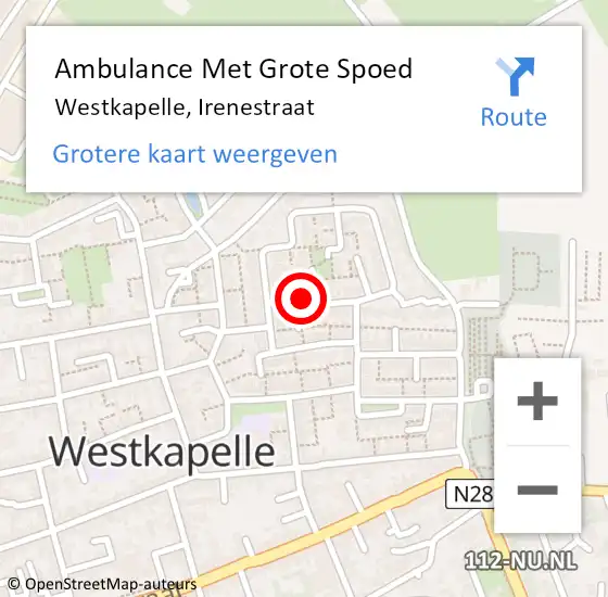 Locatie op kaart van de 112 melding: Ambulance Met Grote Spoed Naar Westkapelle, Irenestraat op 7 juni 2018 18:49