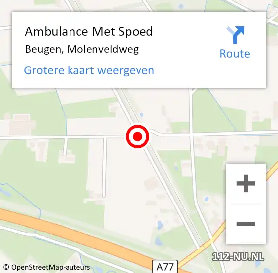 Locatie op kaart van de 112 melding: Ambulance Met Spoed Naar Beugen, Molenveldweg op 7 juni 2018 19:21