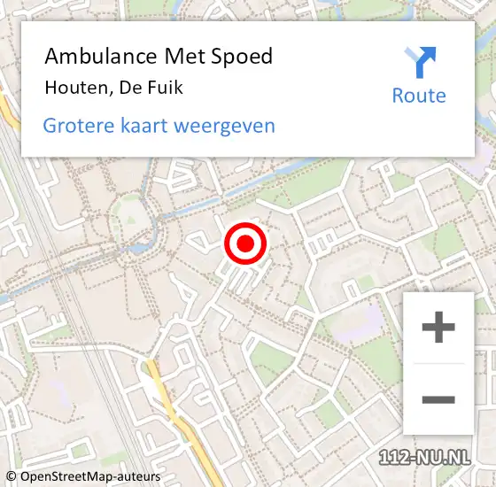 Locatie op kaart van de 112 melding: Ambulance Met Spoed Naar Houten, De Fuik op 7 juni 2018 19:47