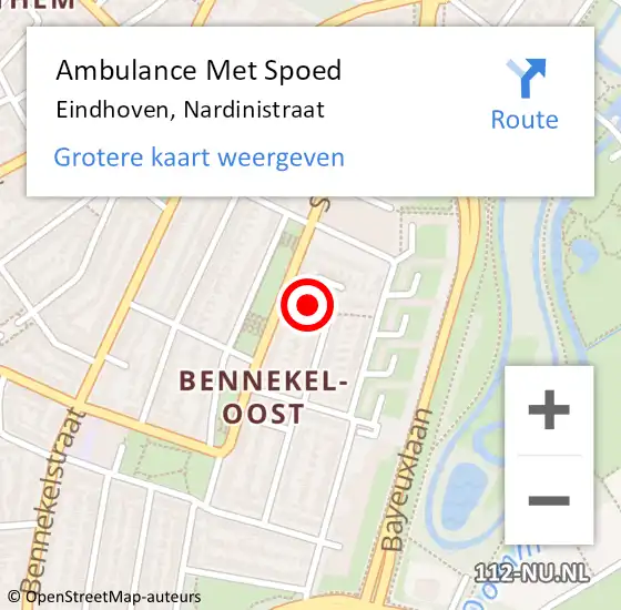 Locatie op kaart van de 112 melding: Ambulance Met Spoed Naar Eindhoven, Nardinistraat op 7 juni 2018 20:27