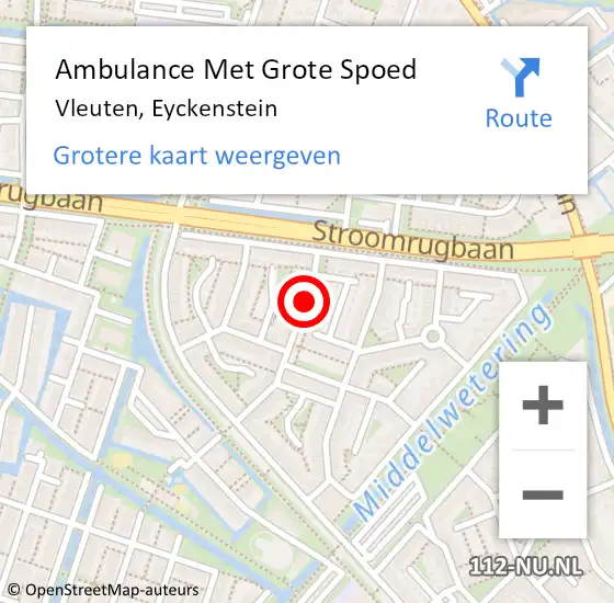 Locatie op kaart van de 112 melding: Ambulance Met Grote Spoed Naar Vleuten, Eyckenstein op 7 juni 2018 20:28