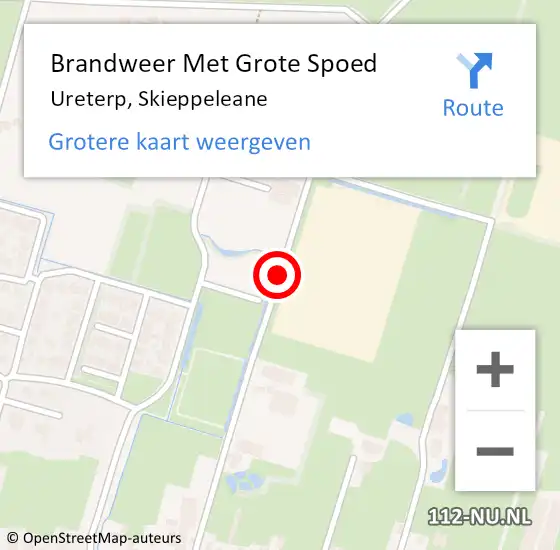 Locatie op kaart van de 112 melding: Brandweer Met Grote Spoed Naar Ureterp, Skieppeleane op 7 juni 2018 20:40