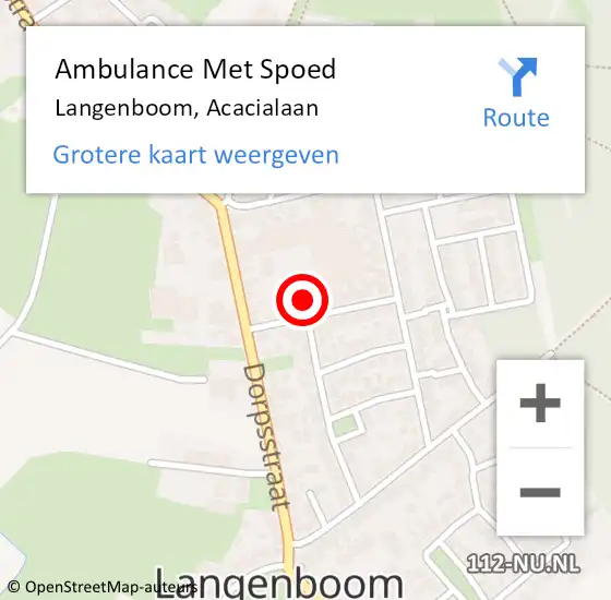 Locatie op kaart van de 112 melding: Ambulance Met Spoed Naar Langenboom, Acacialaan op 7 juni 2018 22:36