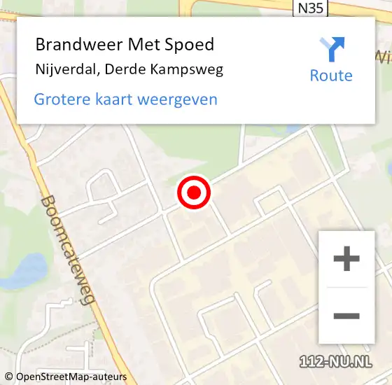Locatie op kaart van de 112 melding: Brandweer Met Spoed Naar Nijverdal, Derde Kampsweg op 8 juni 2018 01:55