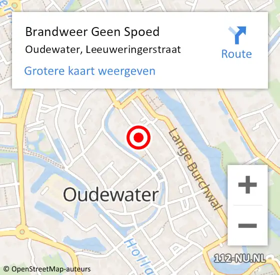 Locatie op kaart van de 112 melding: Brandweer Geen Spoed Naar Oudewater, Leeuweringerstraat op 8 juni 2018 03:44