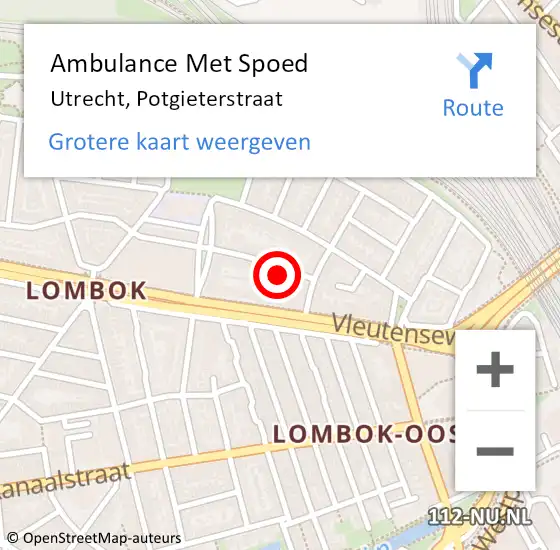 Locatie op kaart van de 112 melding: Ambulance Met Spoed Naar Utrecht, Potgieterstraat op 8 juni 2018 03:55