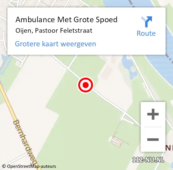 Locatie op kaart van de 112 melding: Ambulance Met Grote Spoed Naar Oijen, Pastoor Feletstraat op 8 juni 2018 04:55