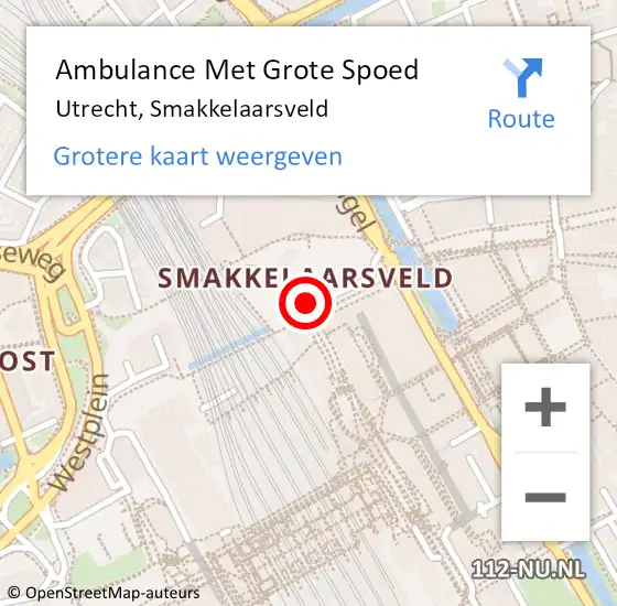 Locatie op kaart van de 112 melding: Ambulance Met Grote Spoed Naar Utrecht, Smakkelaarsveld op 8 juni 2018 05:45