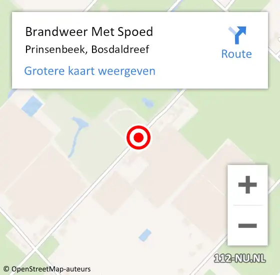 Locatie op kaart van de 112 melding: Brandweer Met Spoed Naar Prinsenbeek, Bosdaldreef op 8 juni 2018 05:54