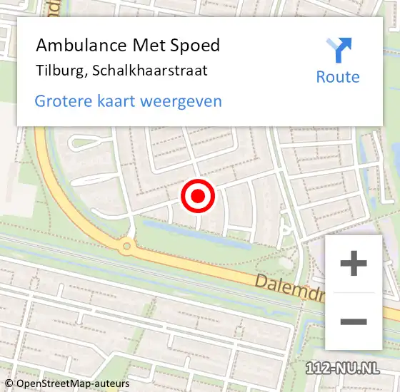 Locatie op kaart van de 112 melding: Ambulance Met Spoed Naar Tilburg, Schalkhaarstraat op 8 juni 2018 05:59