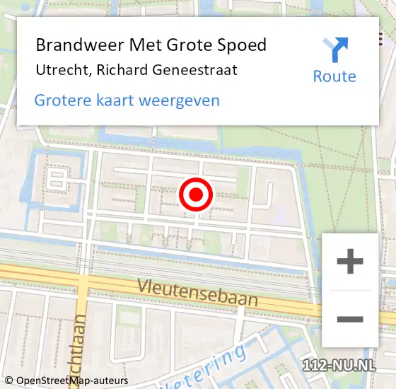 Locatie op kaart van de 112 melding: Brandweer Met Grote Spoed Naar Utrecht, Richard Geneestraat op 8 juni 2018 06:45