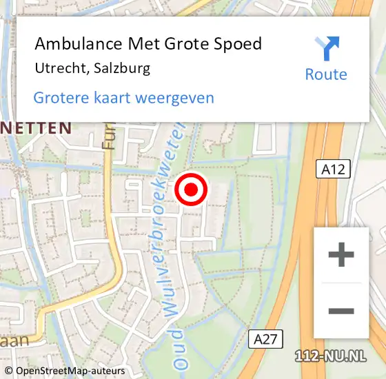 Locatie op kaart van de 112 melding: Ambulance Met Grote Spoed Naar Utrecht, Salzburg op 8 juni 2018 07:49