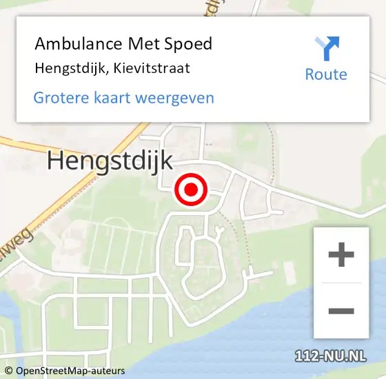 Locatie op kaart van de 112 melding: Ambulance Met Spoed Naar Hengstdijk, Kievitstraat op 8 juni 2018 08:12