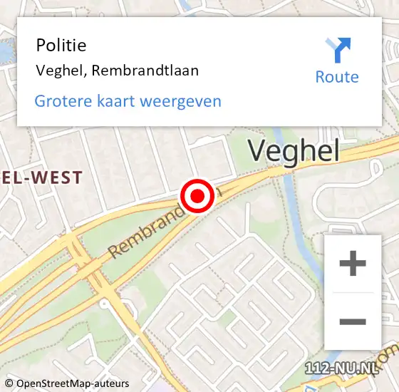 Locatie op kaart van de 112 melding: Politie Veghel, Rembrandtlaan op 8 juni 2018 08:29