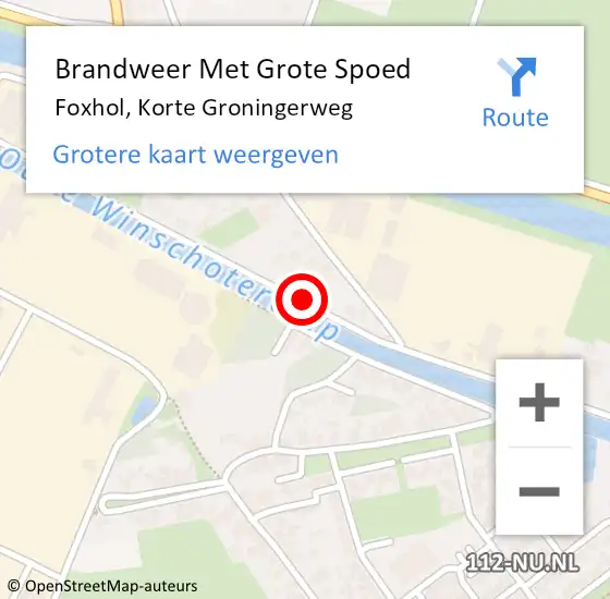 Locatie op kaart van de 112 melding: Brandweer Met Grote Spoed Naar Foxhol, Korte Groningerweg op 8 juni 2018 08:39