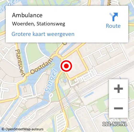 Locatie op kaart van de 112 melding: Ambulance Woerden, Stationsweg op 8 juni 2018 08:50